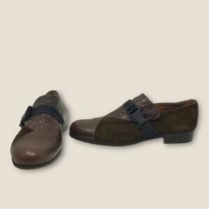 Cesare Paciotti Italian Slip On Loafers Brown Leather & Suede Luxury Size 9